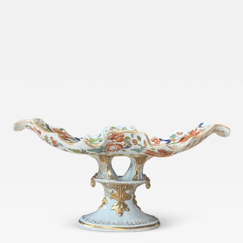 19TH CENTURY BRITISH PORCELAIN FLORAL DECORATED TAZZA