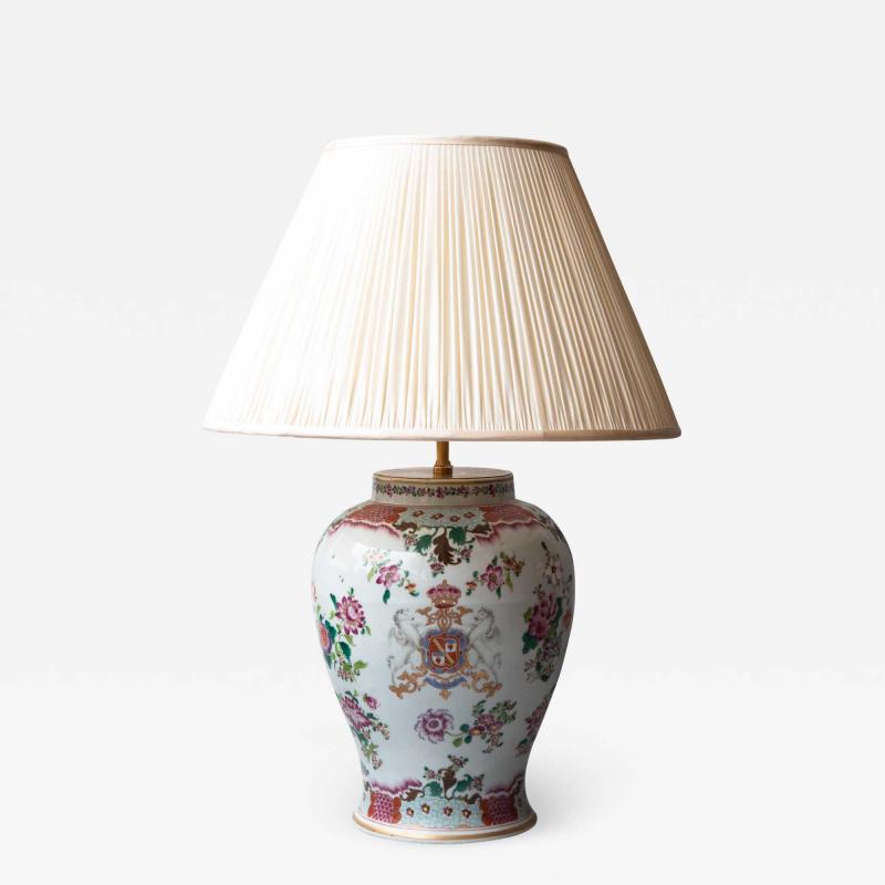 19TH CENTURY SAMSON VASE CONVERTED TO A TABLE LAMP