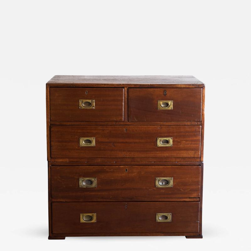 19TH CENTURY TEAK MILITARY OR NAVAL SHIPS CAMPAIGN CHEST