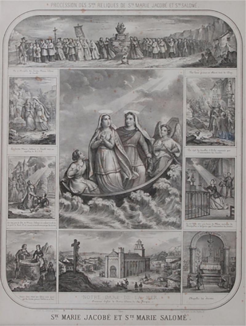 19th C Litho Procession of The Holy Relics of St Mary Jacobe St Mary Salome