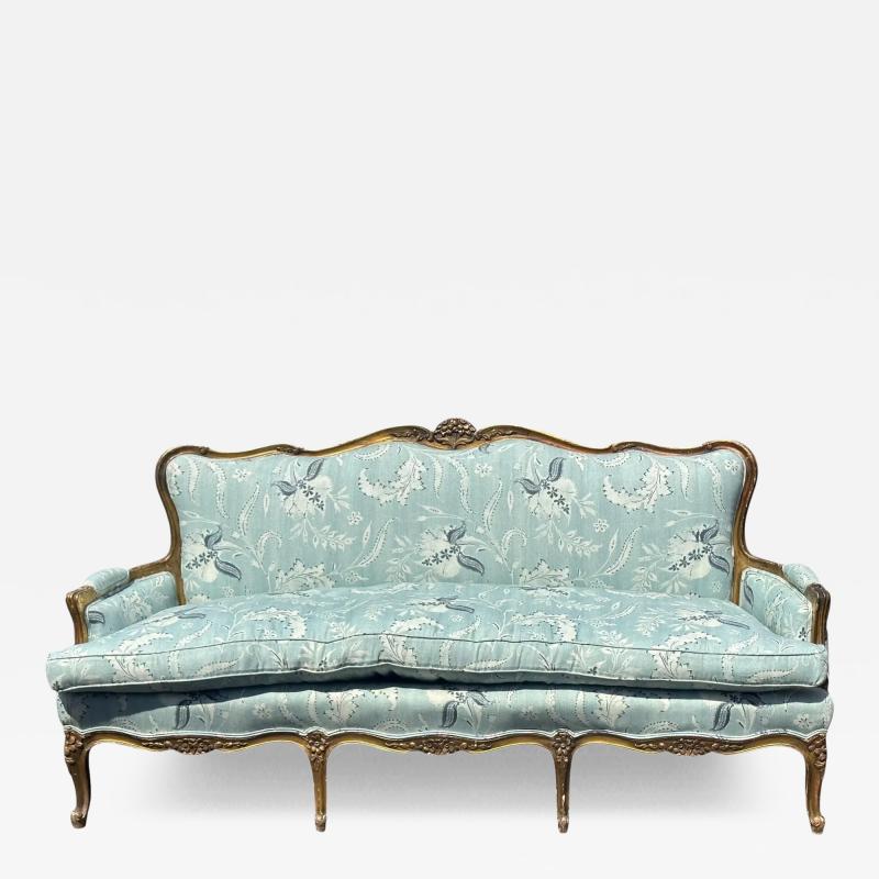 19th C Louis XV Style Canap Sofa in Eden Serene Fabric by Schuyler Samperton