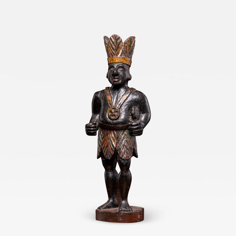 19th C Oakwood Counter top Cigar store Indian statue Netherlands 