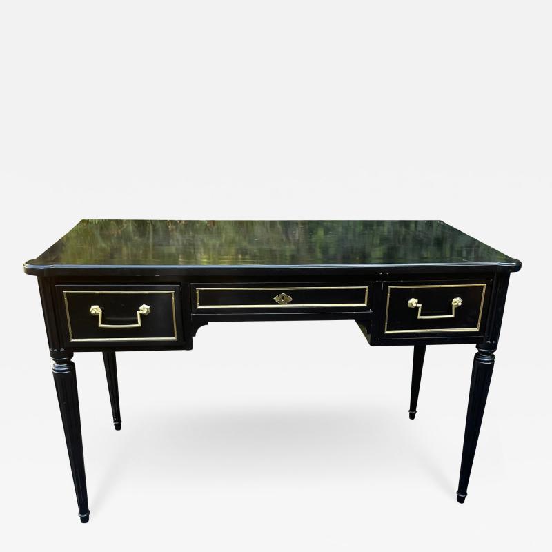 19th C Style Directoire French Empire Black Gold Writing Table Desk