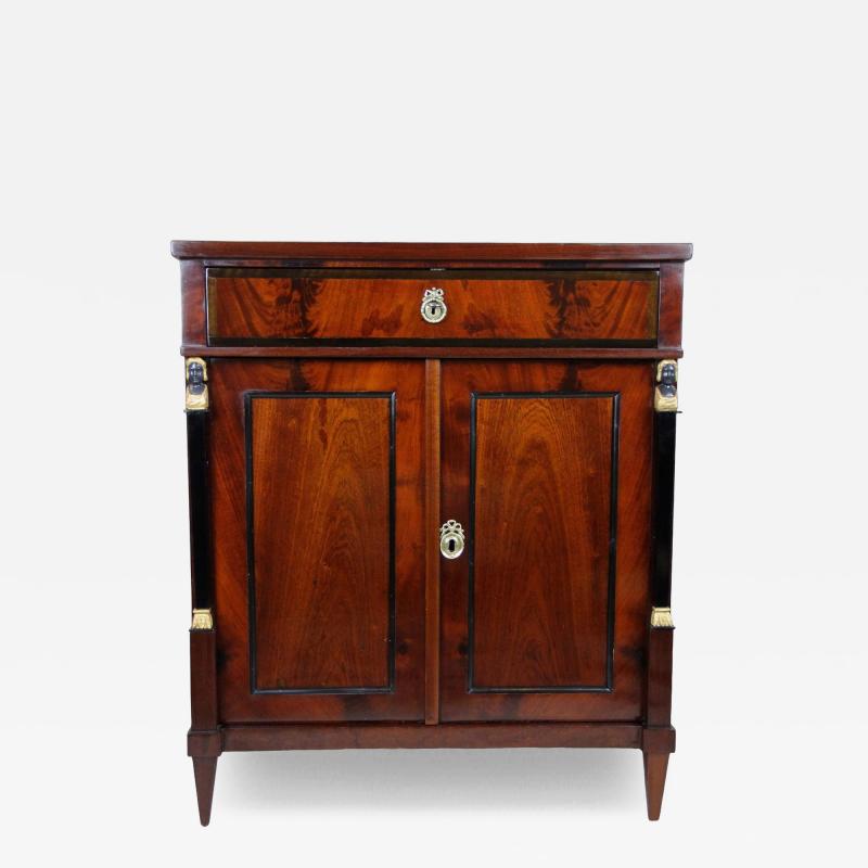 19th Cent Mahogany Empire Commode Half Cabinet Gilt Caryatids DE ca 1815