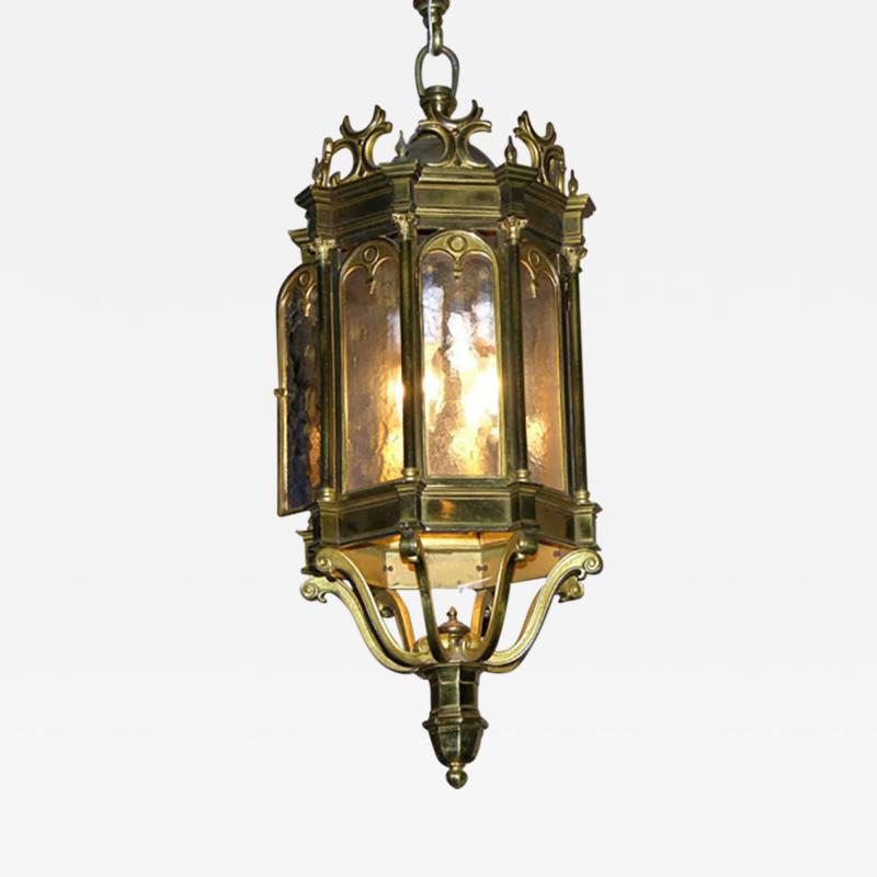 19th Century 1860 French Antique Neoclassical Brass Lantern