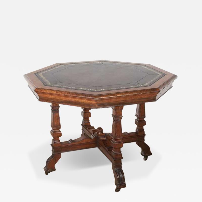 19th Century Aesthetic Movement Oak Library Table