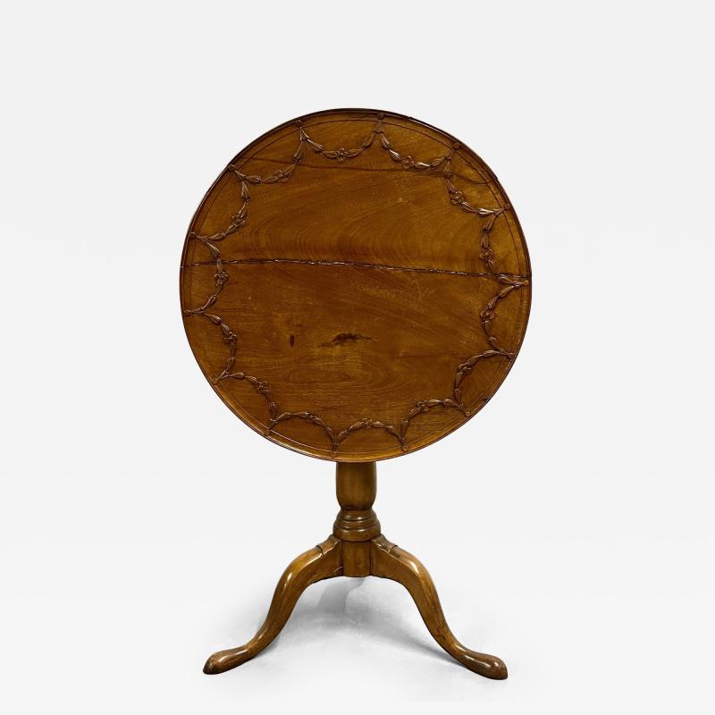 19th Century American Pie Crust Table Tilt Top Solid Wood Carved 