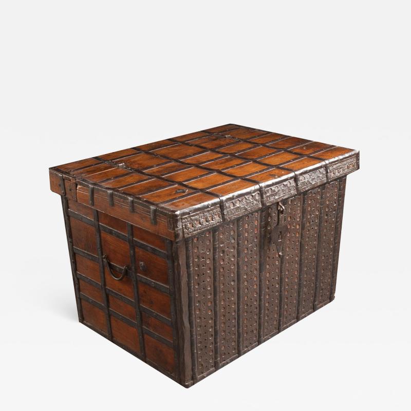 19th Century Anglo Indian Teak and Iron Trunk