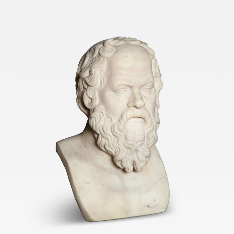 19th Century Antique Italian Grand Tour Marble Bust of Socrates ca 1860 80