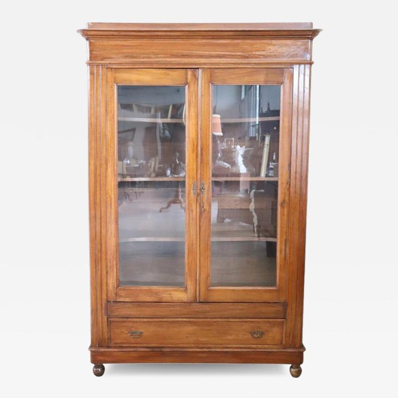 19th Century Antique Solid Walnut Bookcase or Vitrine