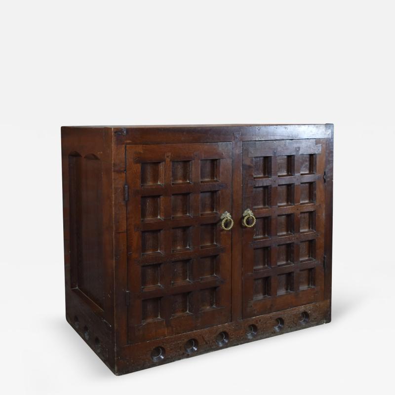 19th Century Arts Crafts Medieval Style Oak Cabinet