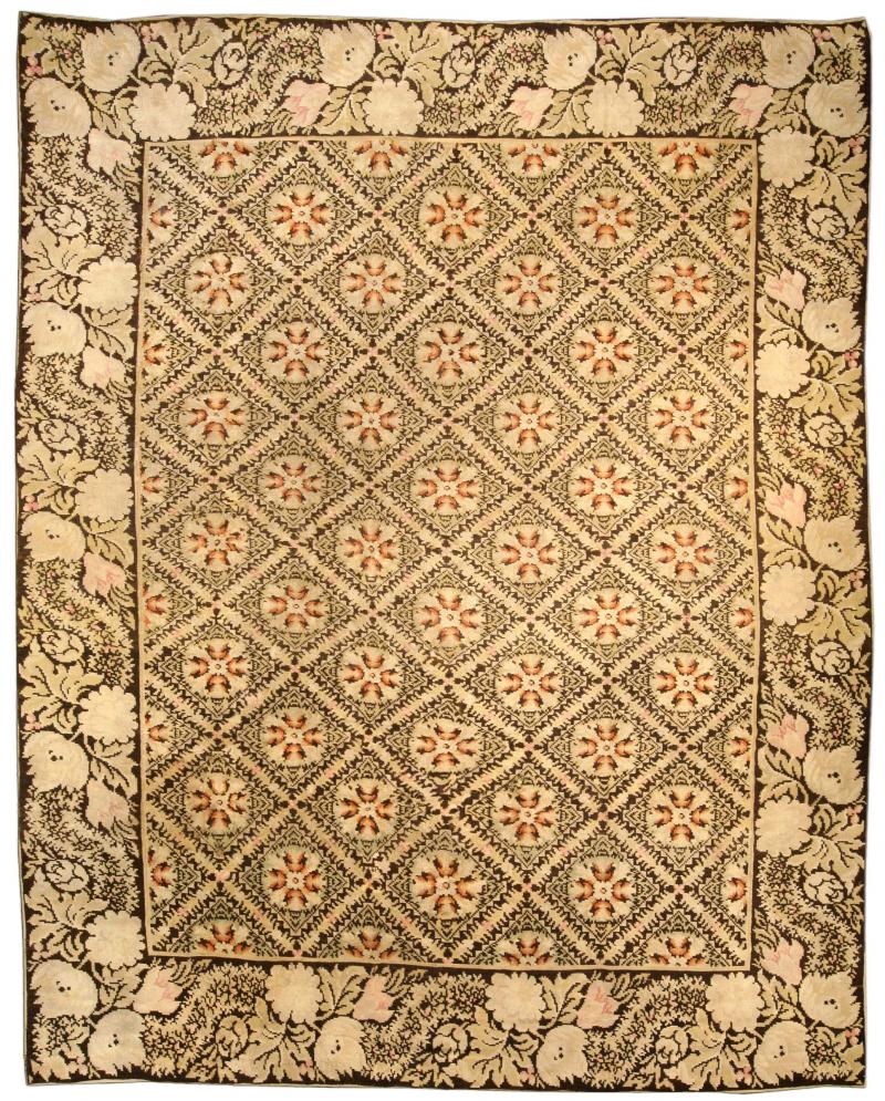 19th Century Bessarabian Beige and Brown Handmade Wool Rug