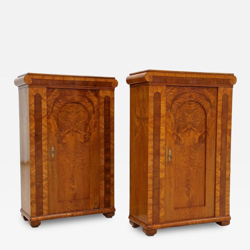 19th Century Biedemeier Cabinets Pair Ashwood with Inlay Works CZ ca 1860
