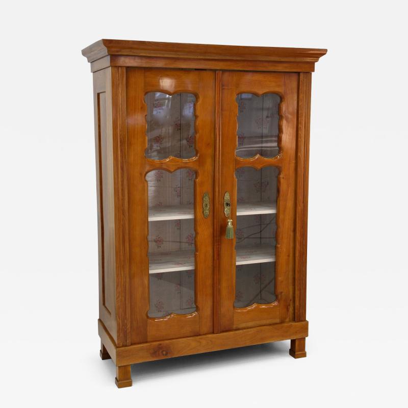 19th Century Biedermeier Cherrywood Vitrine Display Cabinet Austria ca 1840