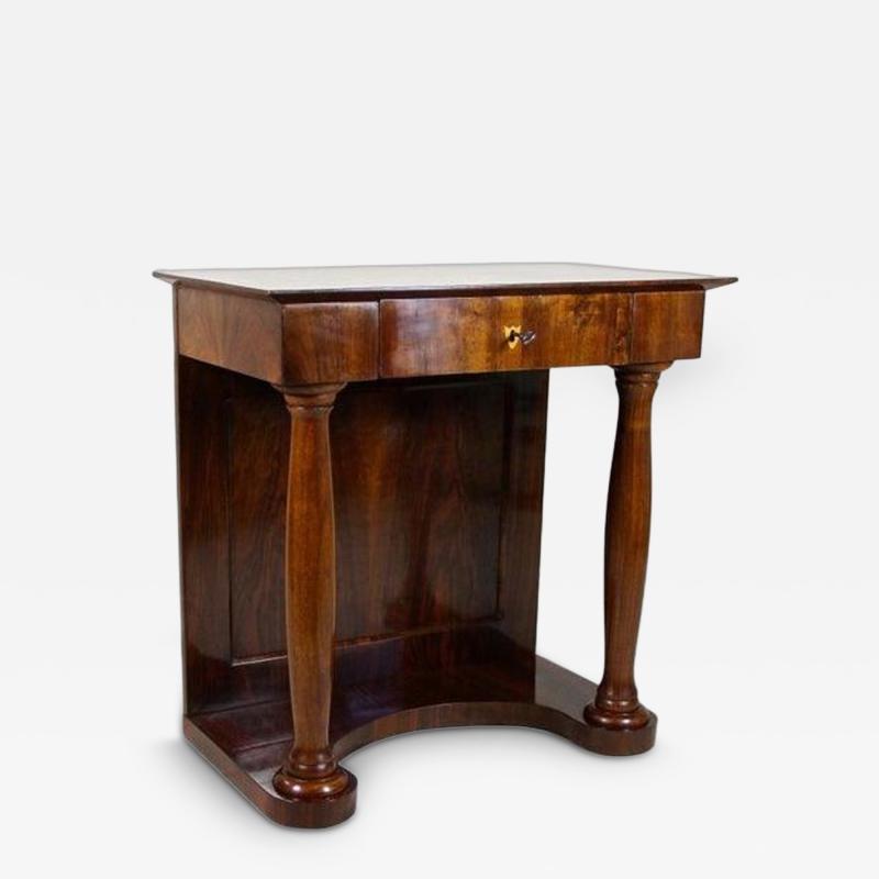 19th Century Biedermeier Wall Console Table with Columns Nutwood AT ca 1860