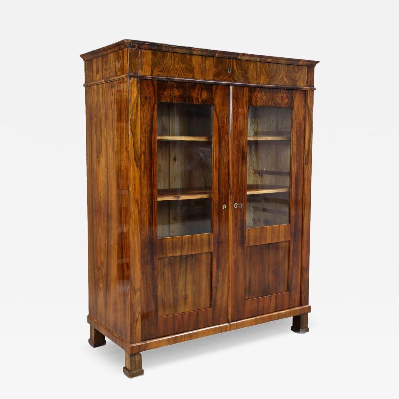 19th Century Biedermeier Walnut Cabinet Vitrine Bookcase Austria ca 1830