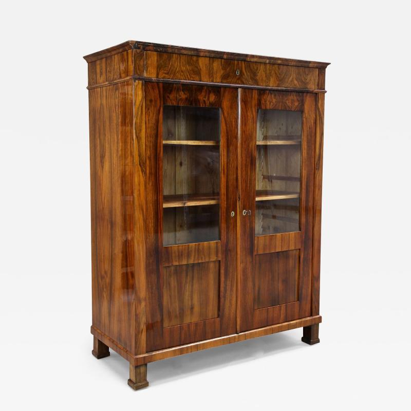 19th Century Biedermeier Walnut Cabinet Vitrine Bookcase Austria ca 1835