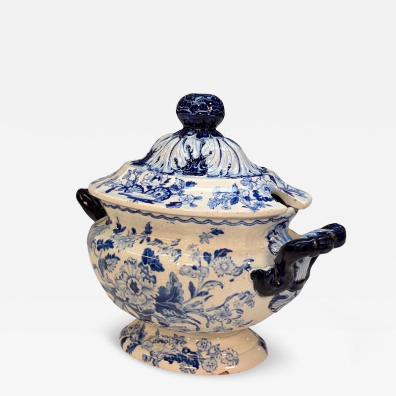 19th Century Blue White Sauce Tureen Lid