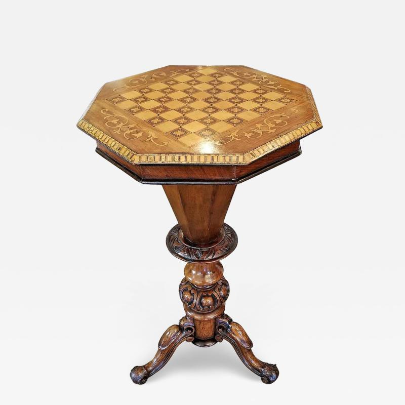 19th Century British Trumpet Shaped Table with Games Top