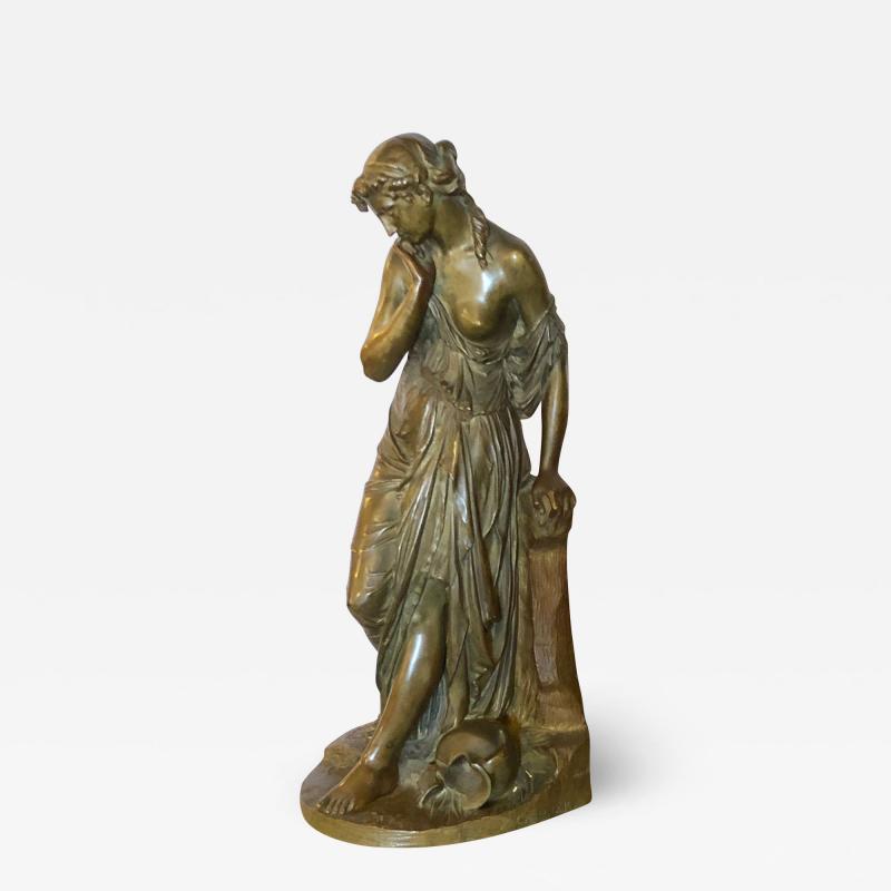 19th Century Bronze Sculpture of a Maiden in Neoclassical Form Signed E Carlier