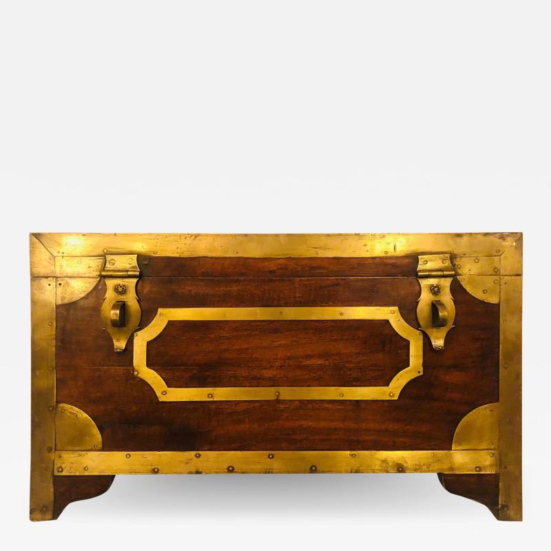 19th Century Campaign Vanity Dressing or Jewelry Box with Boule Inlay