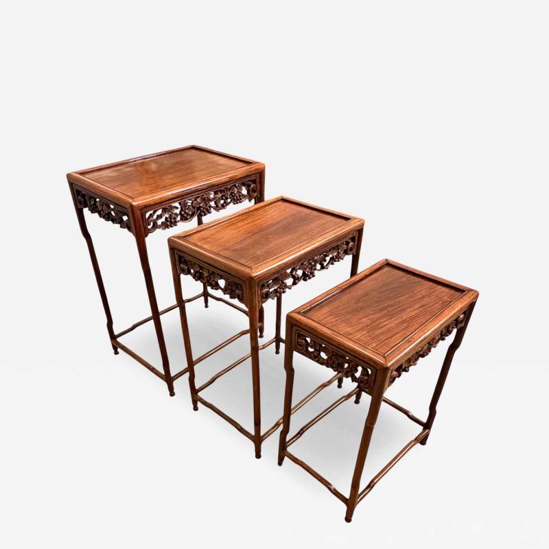 19th Century Carved Chinese Nesting Tables