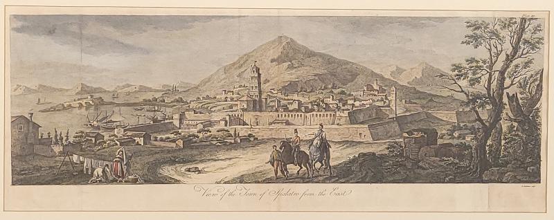 19th Century Colored Engraving of Split Croatia 