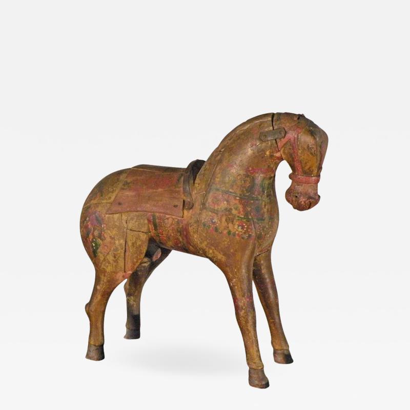 19th Century Decorative Painted Folk Art Horse Sculpture