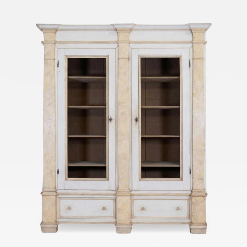 19th Century Empire Style Lacquered Bookcase Italian Grand Library