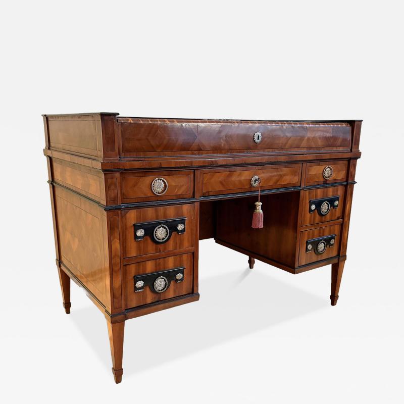 19th Century Empire Writing Desk With Roll Top Nutwood Austria ca 1800