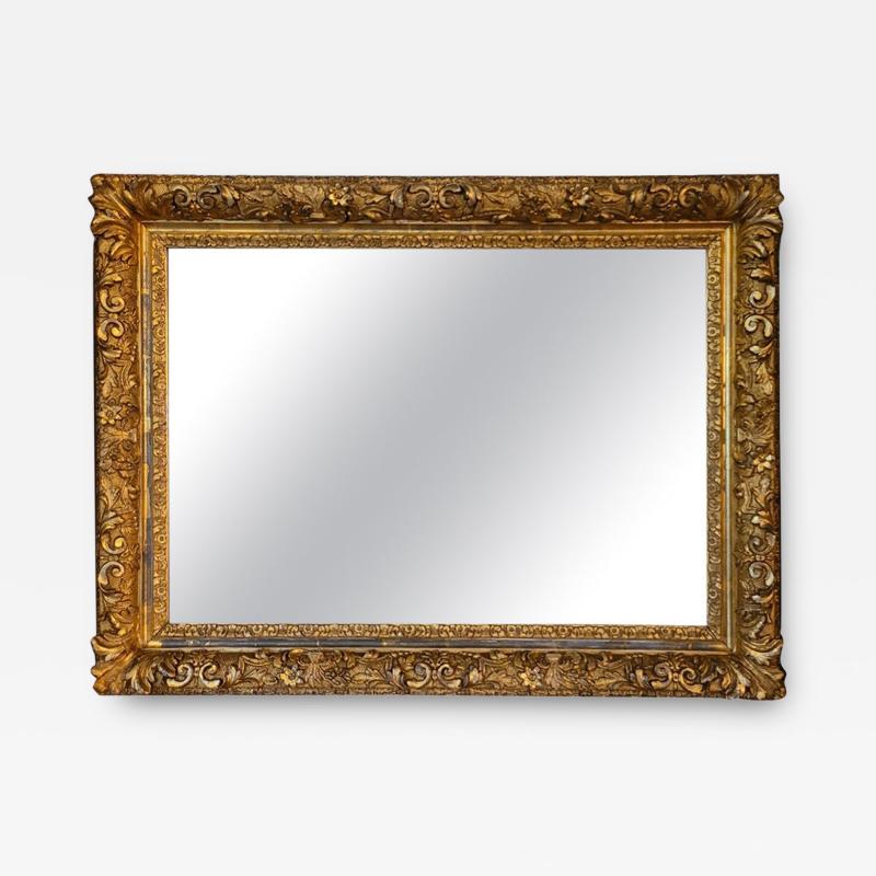 19th Century English Baroque Gilt Floral Wall Mirror