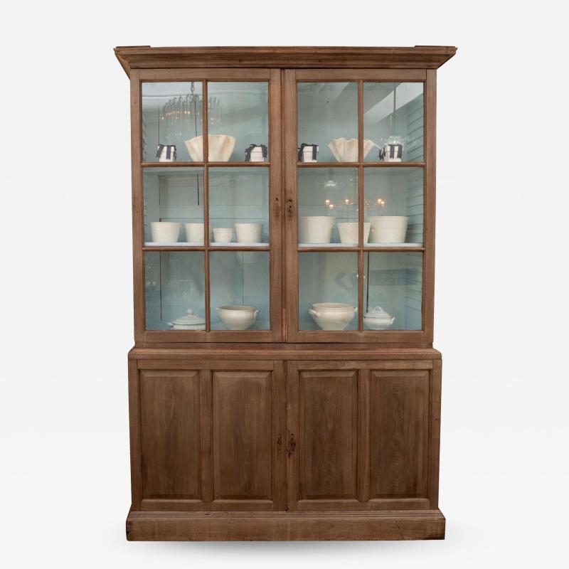 19th Century English Breakfront Cabinet in Bleached Mahogany