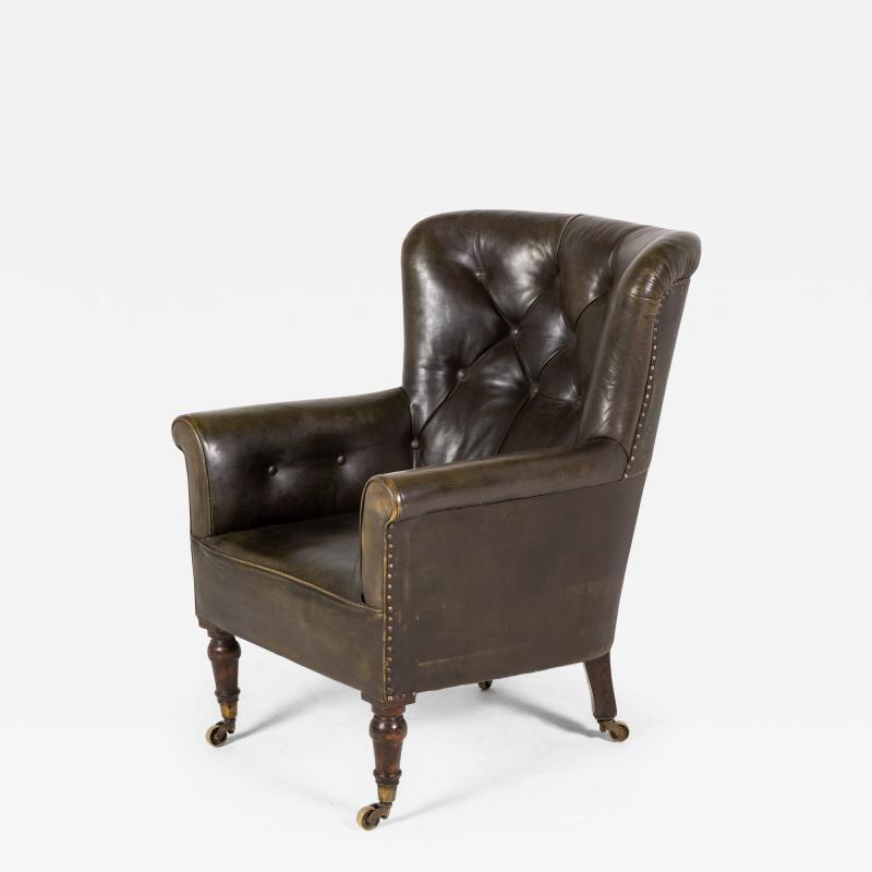 19th Century English Leather Armchair