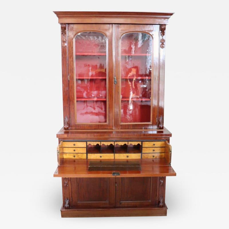 19th Century English Mahogany Antique Cabinet with Writing Desk