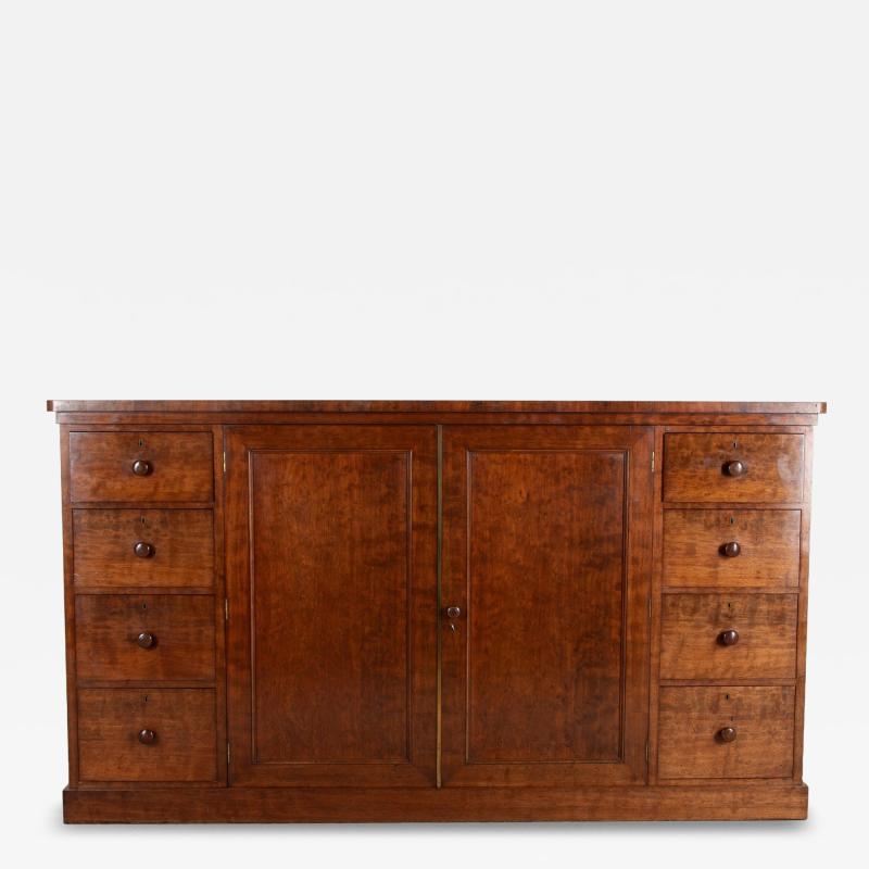 19th Century English Mahogany Low Linen Press