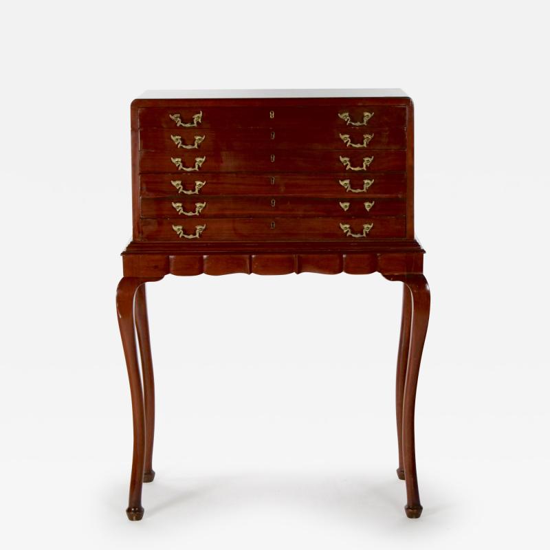 19th Century English Mahogany Wood Silver Flatware Chest