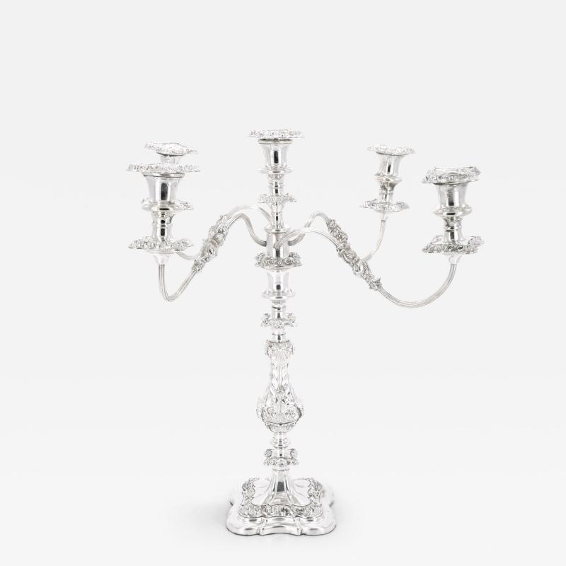 19th Century English Sheffield Silver Plated Five Light Convertible Candelabra