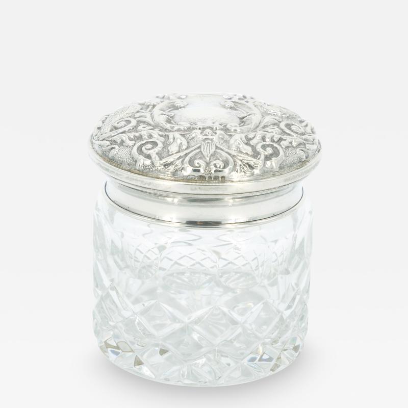 19th Century English Sterling Silver Lidded Top Cut Glass Covered Piece