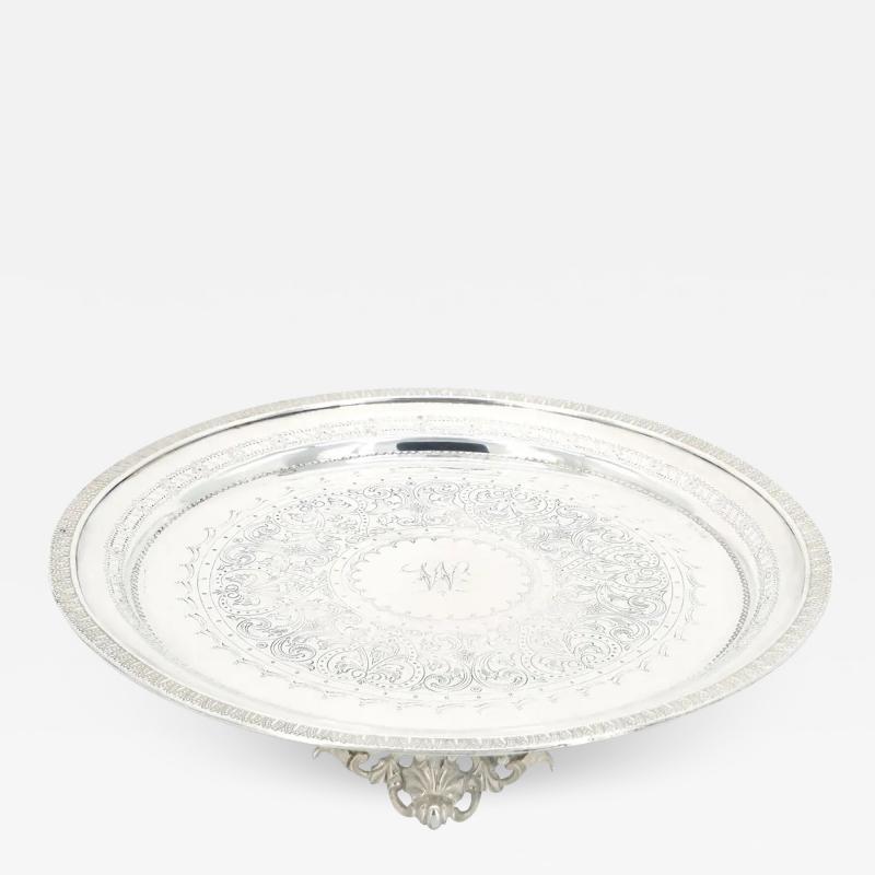 19th Century English Victorian Circular Silverplate Salver