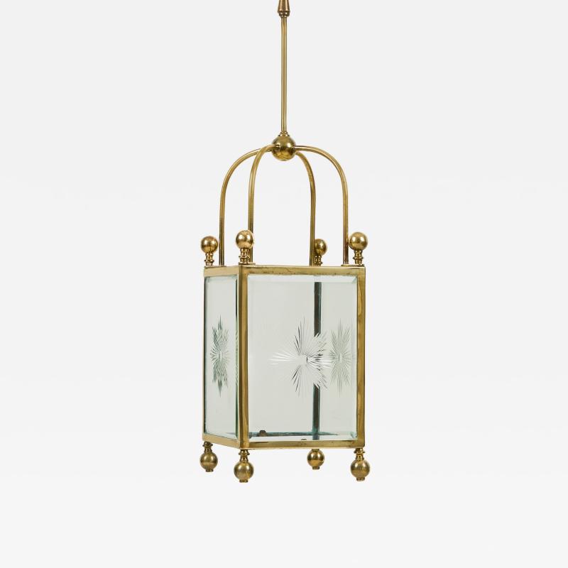 19th Century English brass and glass starburst lantern