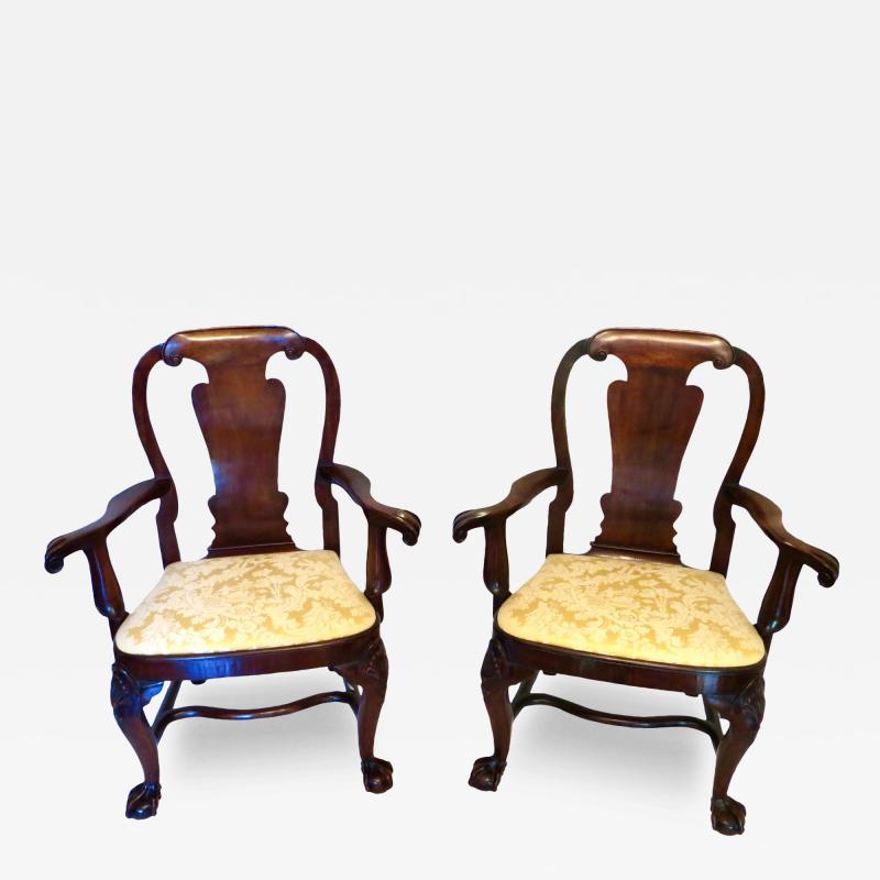 19th Century Fine Quality Pair of George I Style Arm Chairs English Circa 1850