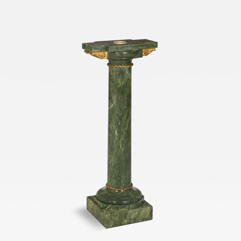19th Century French Antique Neoclassical Green Marble Pedestal Column