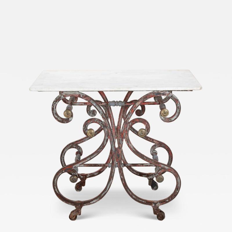 19th Century French Butchers Table with Marble Top