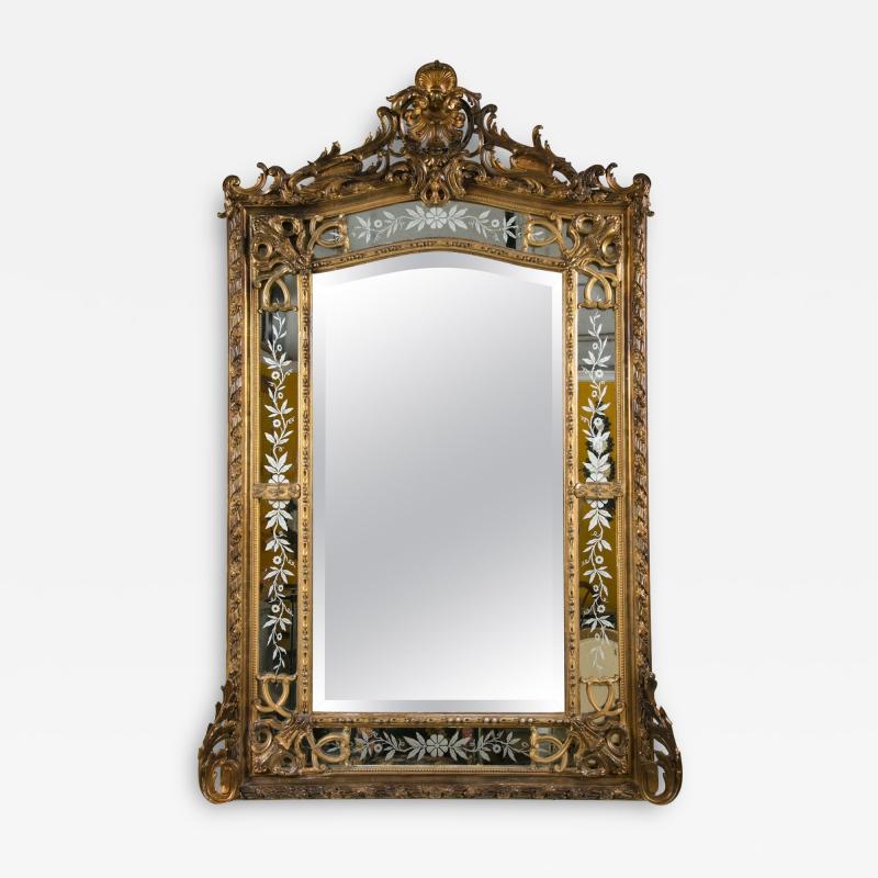 19th Century French Gilded Wood and Gesso Monumental Mirror