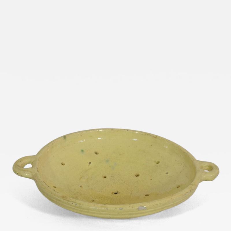 19th Century French Glazed Earthenware Strainer