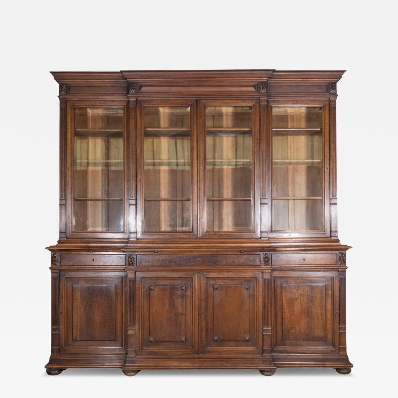 19th Century French Louis XVI Style Walnut 8 Door Bookcase