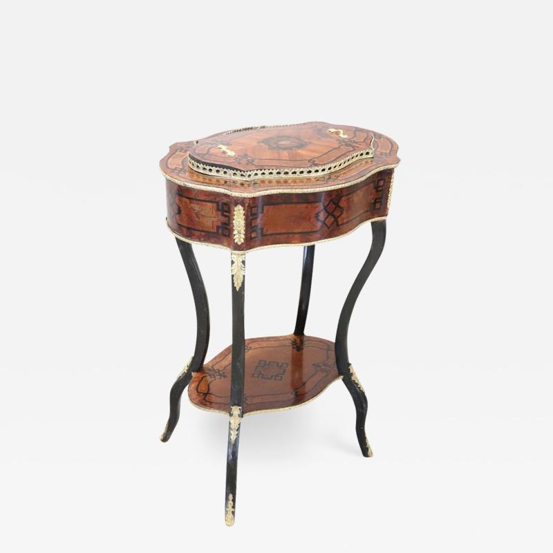 19th Century French Napoleon III Inlaid Wood with Golden Bronzes Planter Table