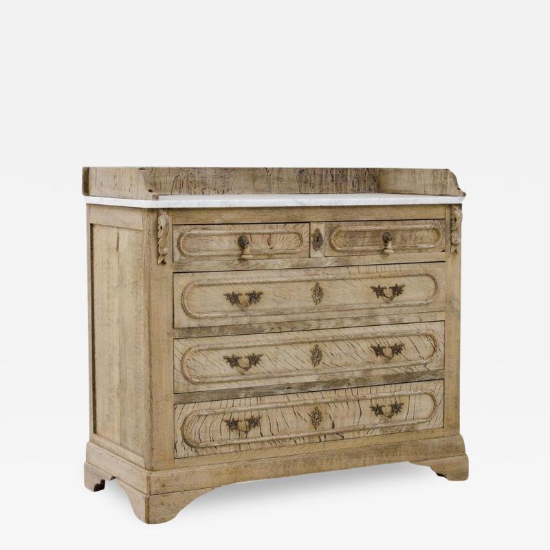 19th Century French Oak Drawer Chest with Marble Top