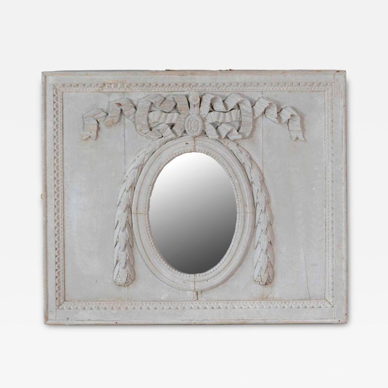 19th Century French Painted Boiserie Panel with Original Mirror Plate