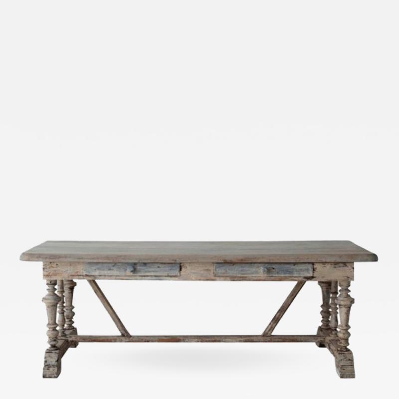 19th Century French Painted Monastery Trestle Table